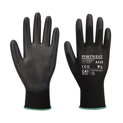 PU-dyppet handske, Latexfri - Hel kasse (144 par) Sort