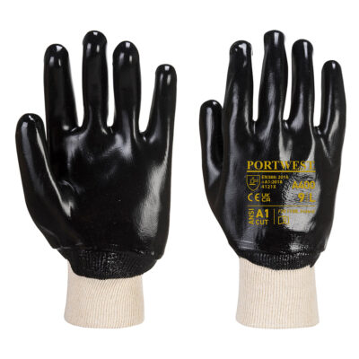 PVC handske m/ribkant - Sort