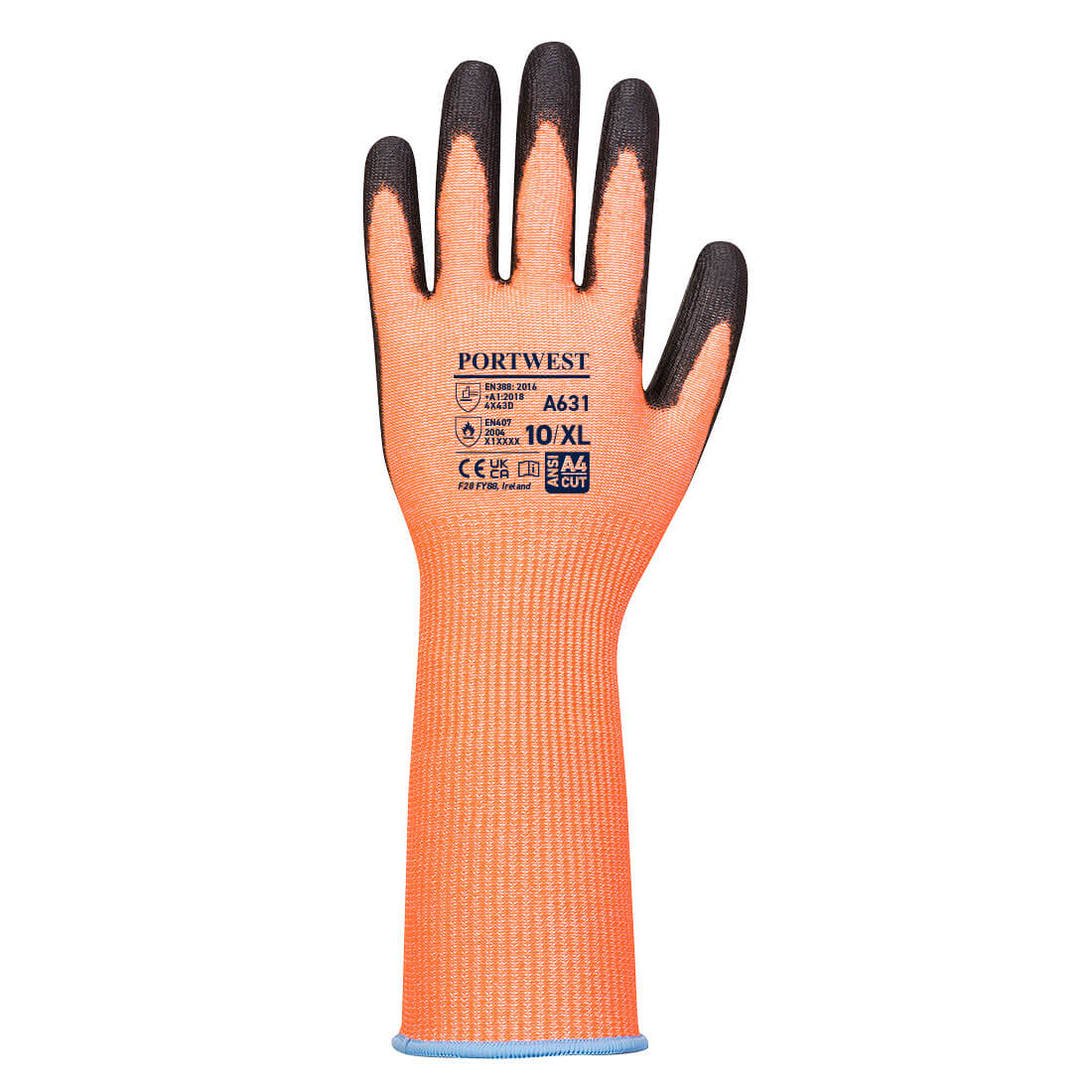 Vis-Tex skærehandske m/lang manchet - Orange/Sort - Billede 2