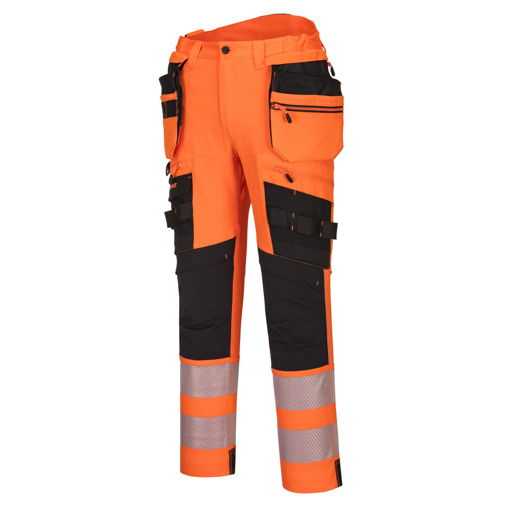 DX4 hi-vis bukser med hængelommer - Orange/Sort - Billede 2