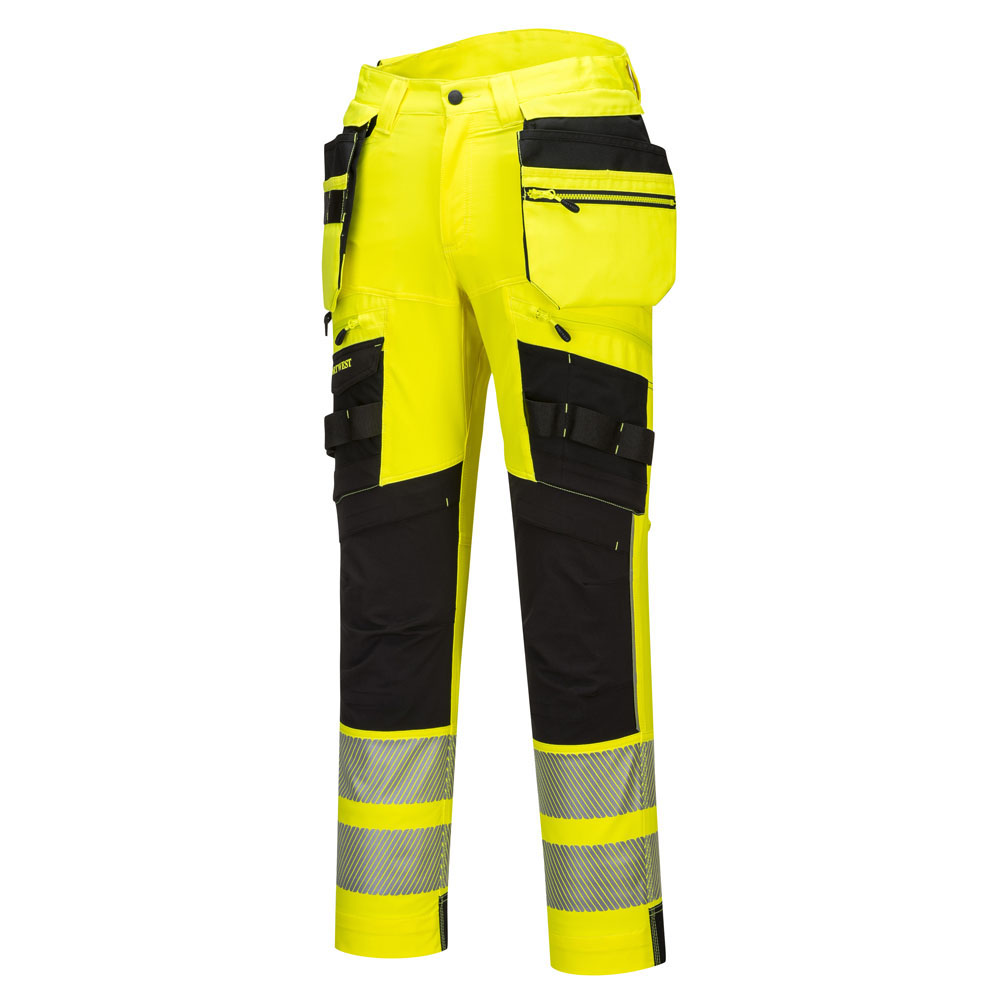 DX4 hi-vis bukser med hængelommer - Gul/Sort - Billede 2