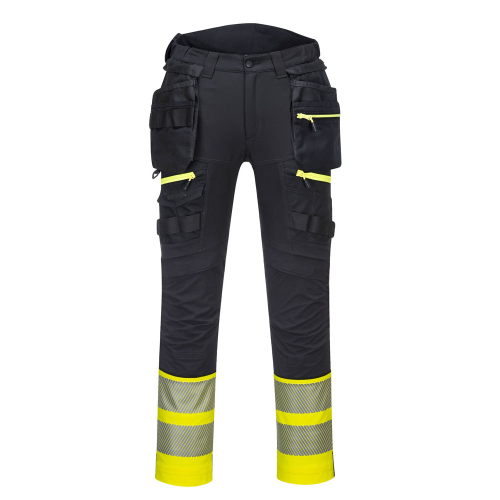 DX4 hi-vis klasse 1 bukser med hængelommer - Gul/Sort
