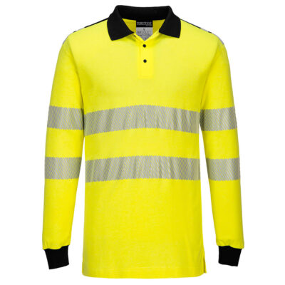 Flammehæmmende hi-vis poloshirts - Gul/Sort