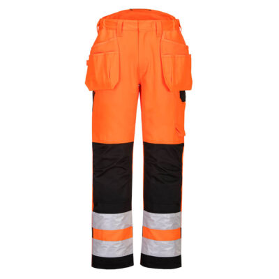 PW2 hi-vis bukser med hængelommer - Orange/Sort