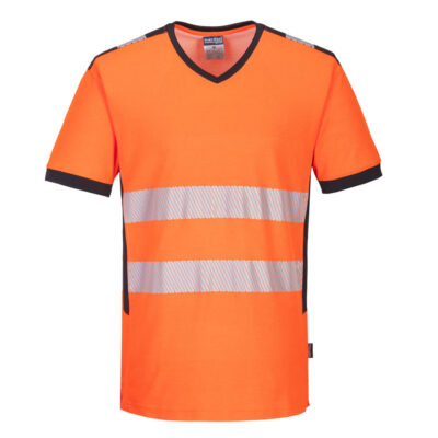 PW3 hi-vis V-hals t-shirts - Orange/Sort