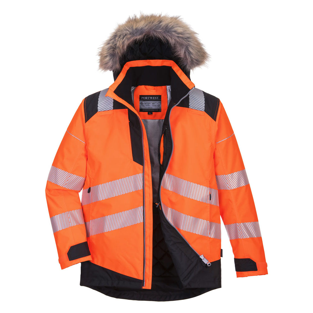 PW3 hi-vis vinter parka - Orange/Sort - Billede 2
