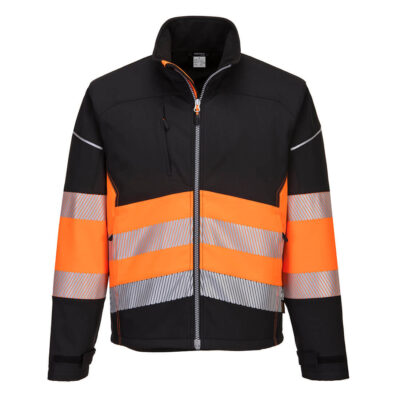 PW3 hi-vis kl. 1 softshell jakke - Sort/Orange