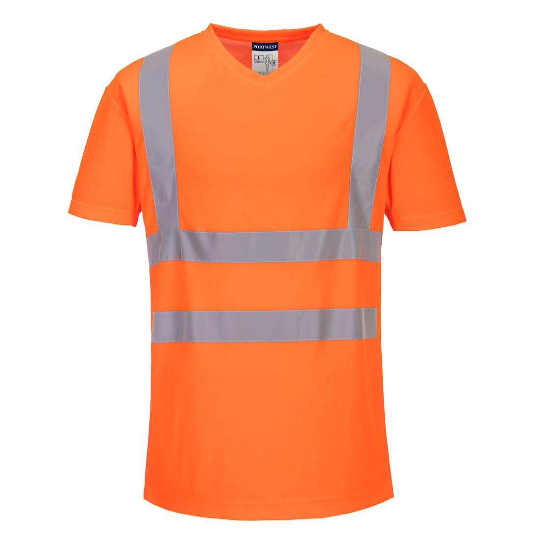 V-Neck T-shit med mesh indsæt - orange