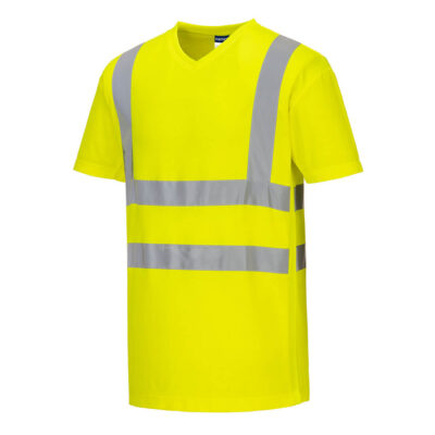 V-Neck T-shit med mesh indsæt - gul