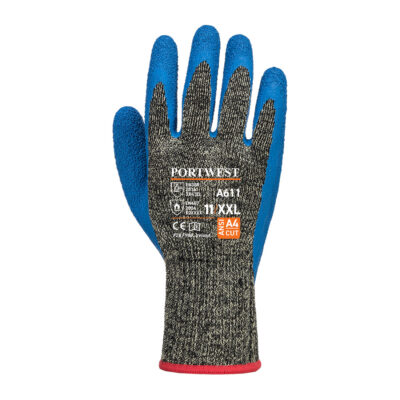 Aramid HR latex skærefast handske - Sort/Blå