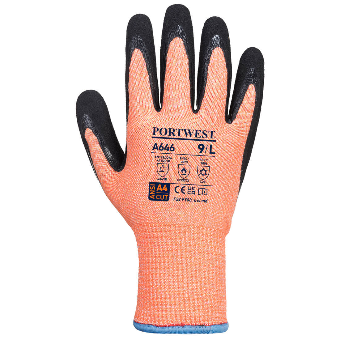 Vis-Tex vinter nitril skærefast handske - Orange/Sort - Billede 2