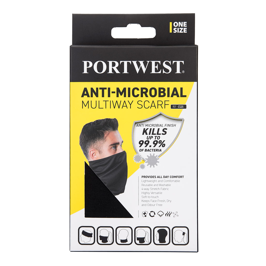 Anti-mikrobielt tørklæde - Sort - Billede 2
