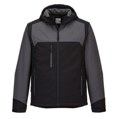 KX3 hættejakke softshell (3 lags) - Sort/Grå