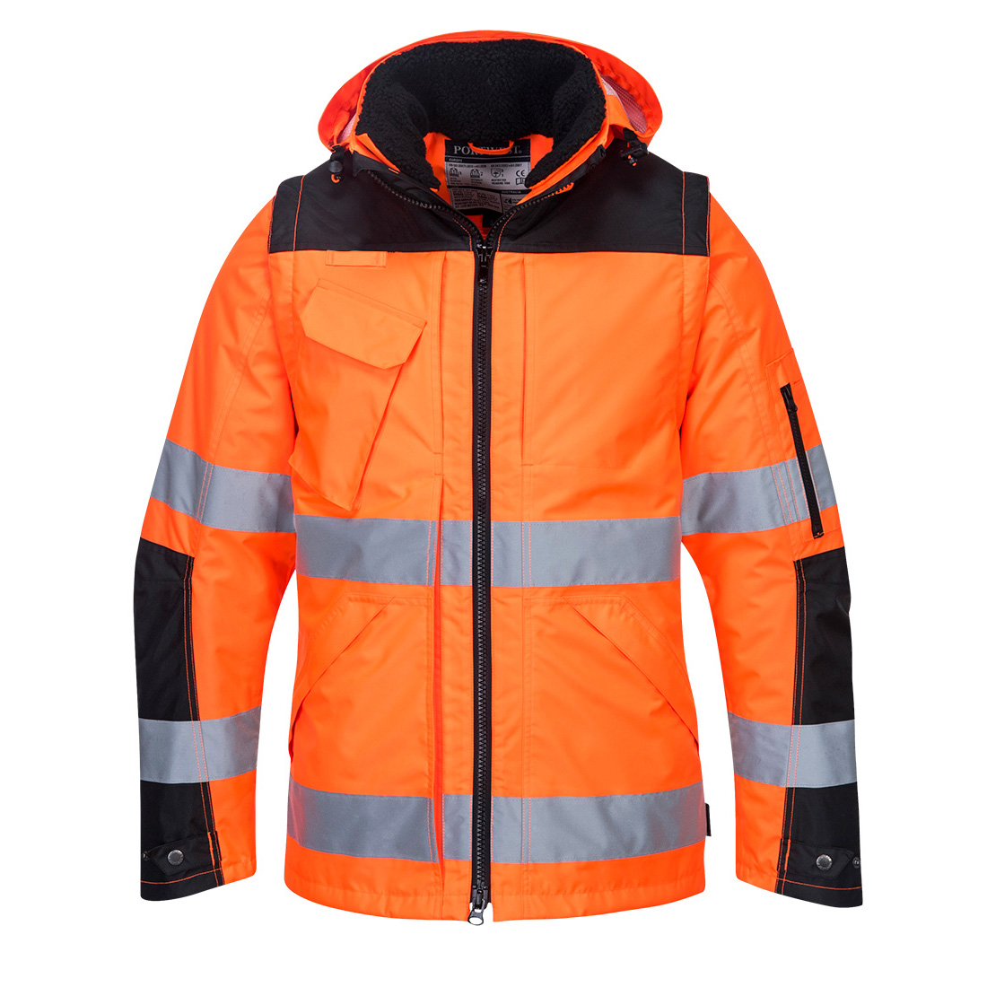 Pro hi-vis 3i1 jakke - Orange/Sort