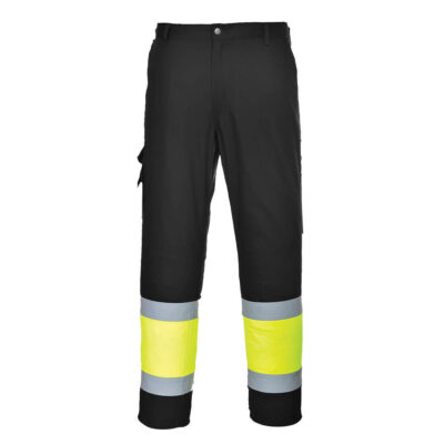 Hi-vis 2 farvet bukser m/lårlomme - Gul/Sort
