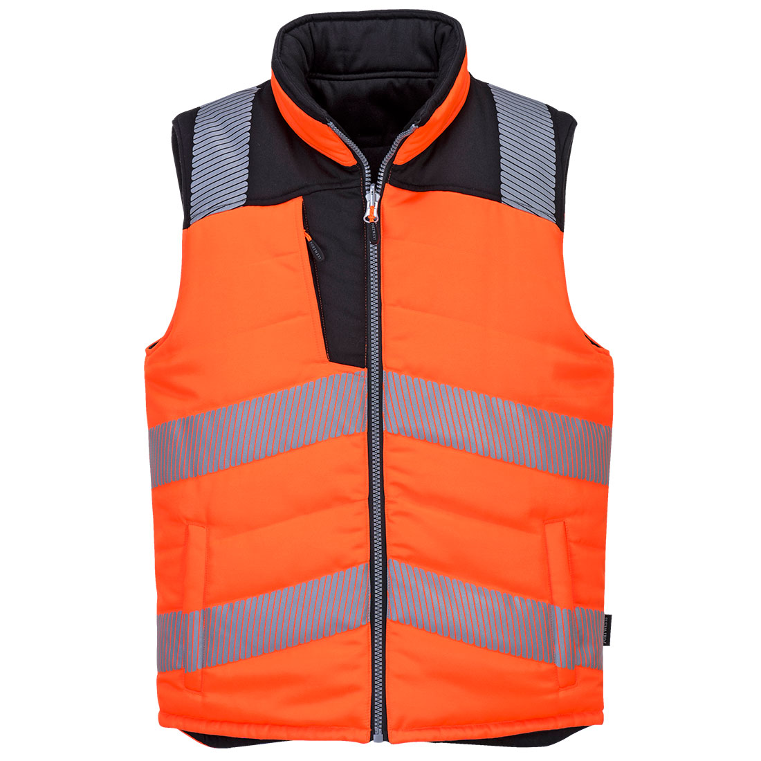 PW3 Hi-Vis Vendbar Bodyvarmer - Orange/Sort