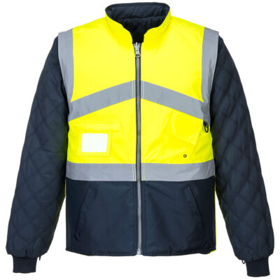 Hi-Vis 2-farvet vendbar jakke - Gul/Marine