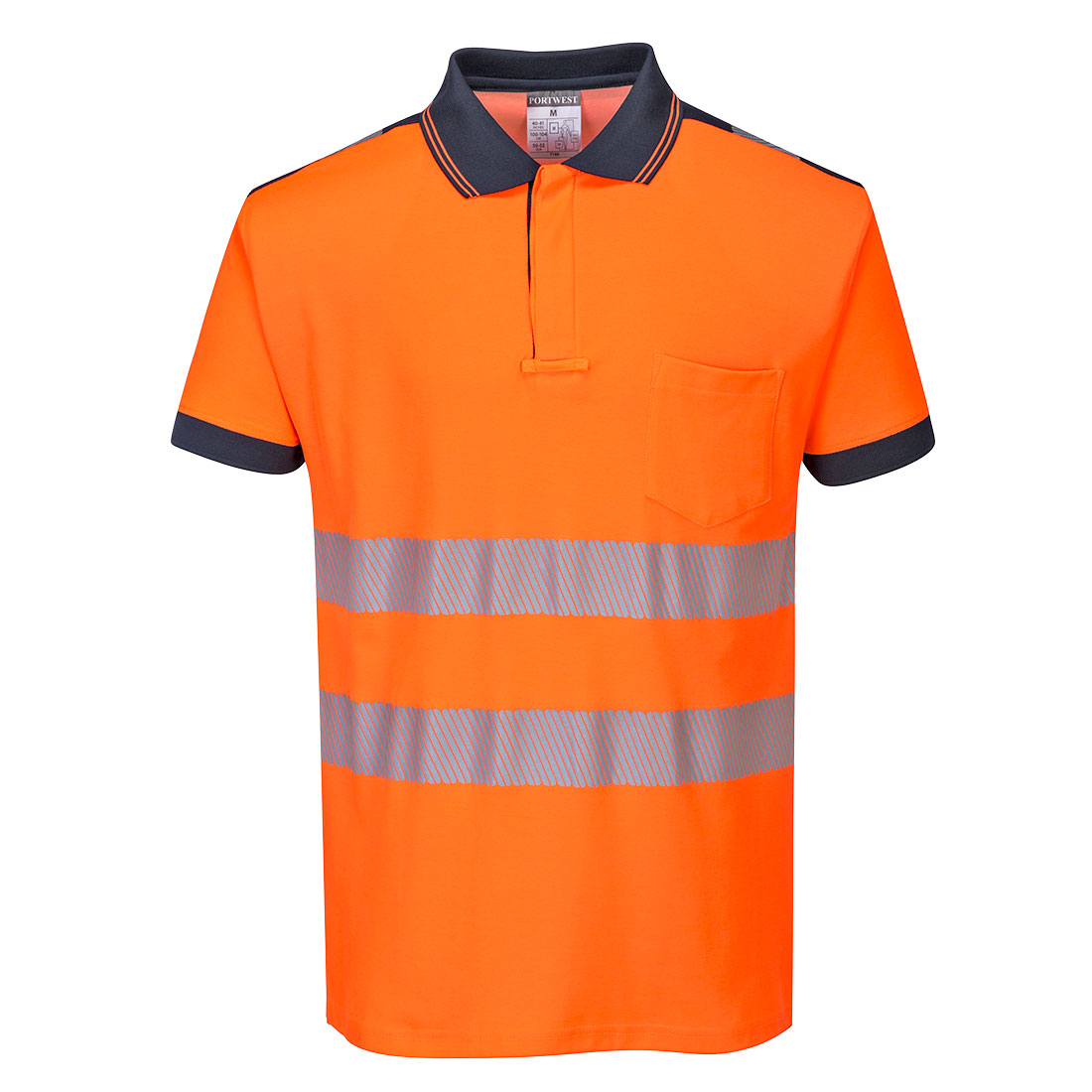 PW3 Hi-Vis Polo-shirt korte ærmer - Orange/Marine