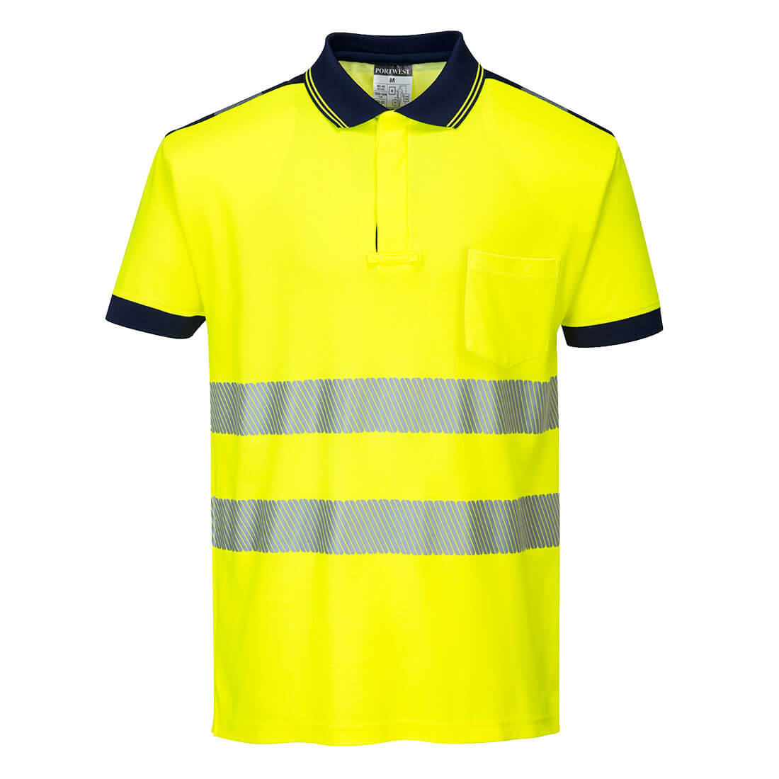 PW3 Hi-Vis Polo-shirt korte ærmer - Gul/Marine