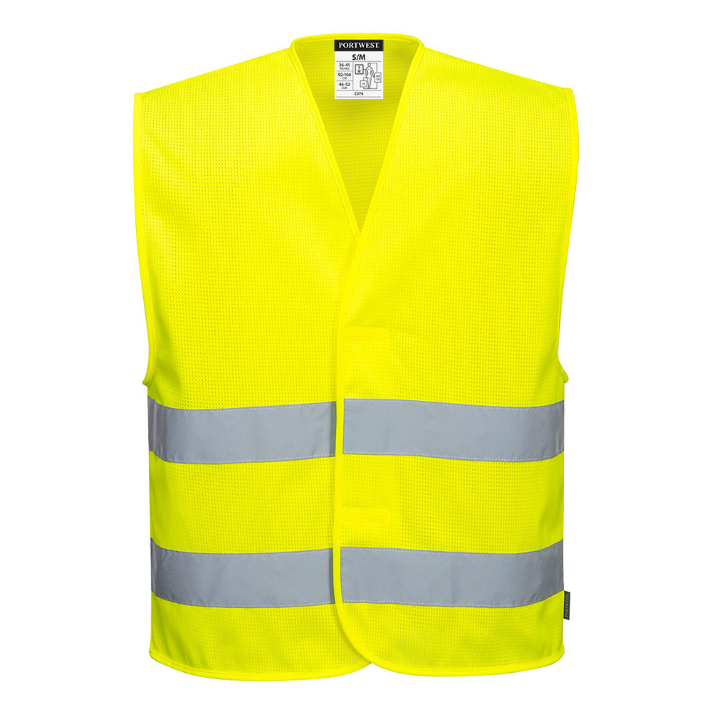 MeshAir hi-vis vest med 2 bånd - Gul