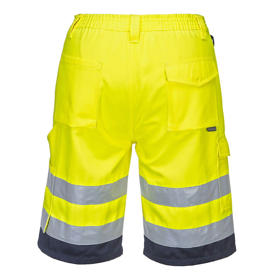 Hi-vis letvægts poly/bomulds shorts - Gul/Marine - Billede 2