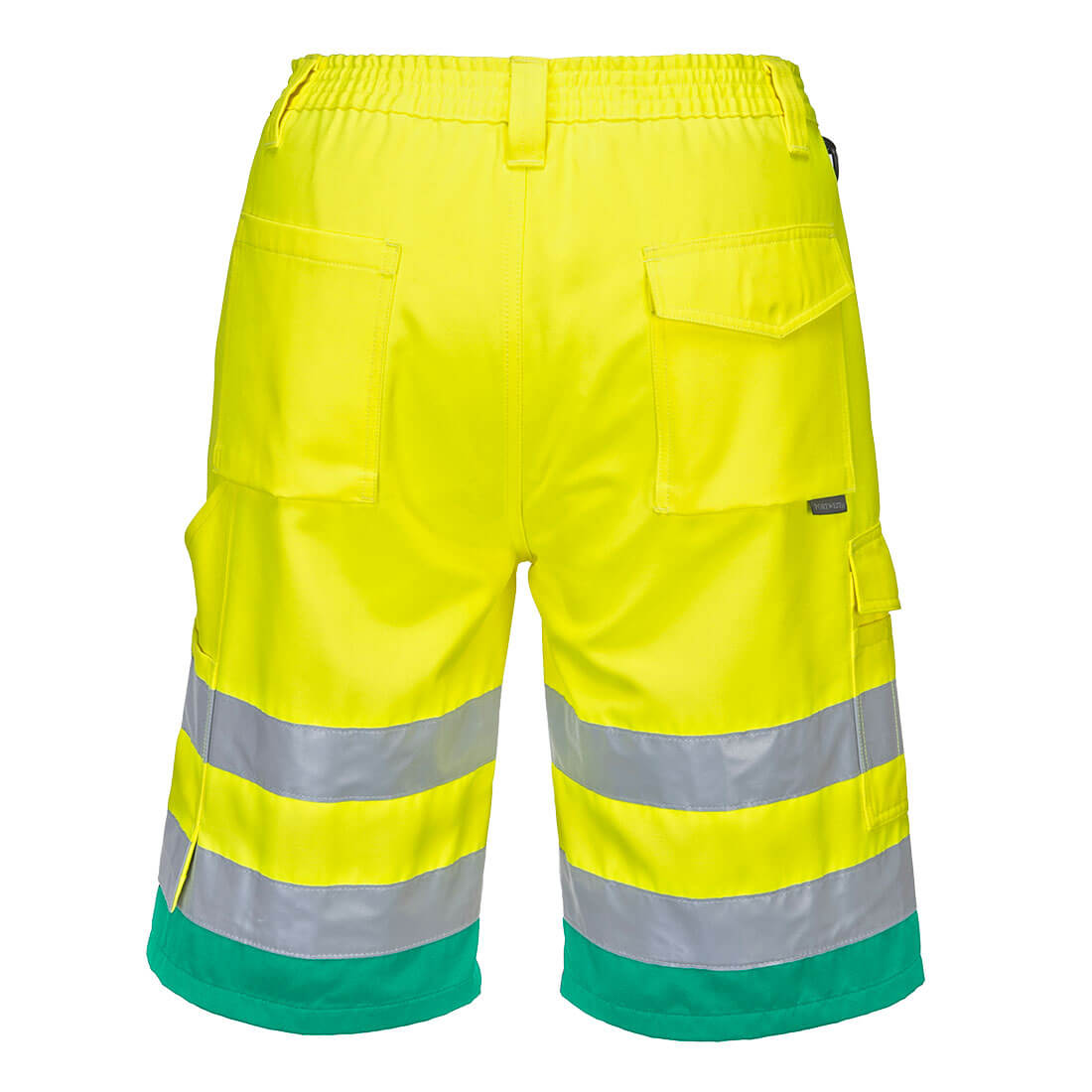 Hi-Vis letvægts poly/bomulds shorts - Gul/Blågrøn - Billede 2