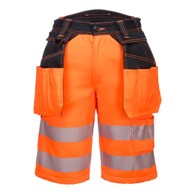 PW3 Hi-Vis Shorts med hængelommer - Orange/Sort