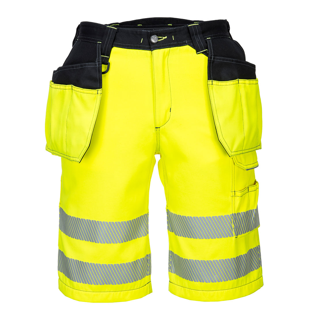 PW3 Hi-Vis Shorts med hængelommer - Gul/Sort