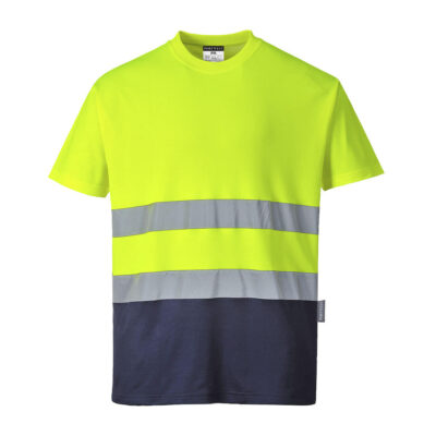 Tofarvet bomulds komfort t-shirt - Gul/Marine