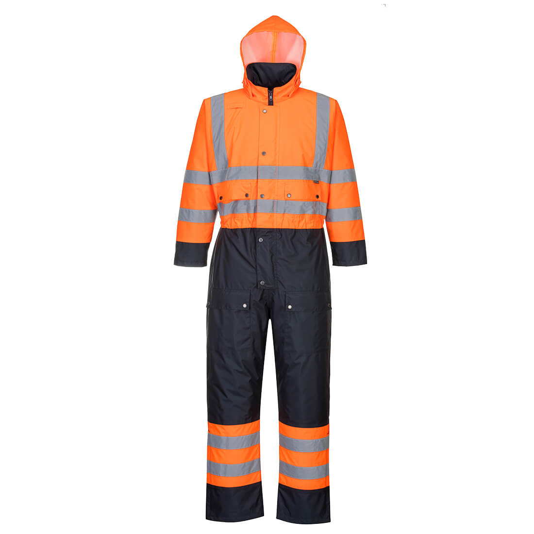 Hi-vis 2-farvet foret kedeldragt - Orange/Marine