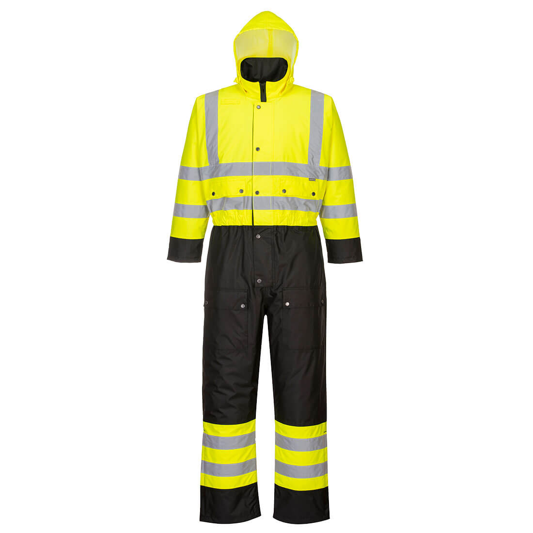 Hi-vis 2-farvet foret kedeldragt - Gul/Sort