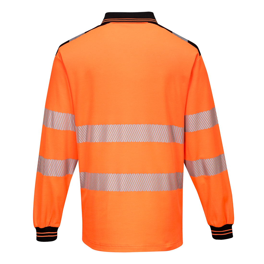 PW3 Hi-Vis langærmet polo - Orange/Sort - Billede 2