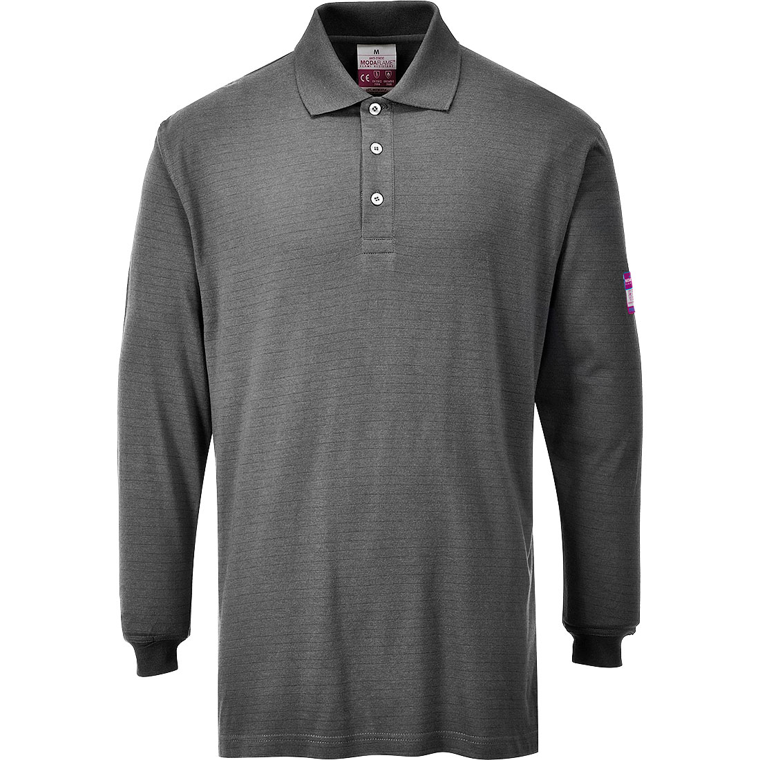 Flammeresident antistatisk langærmet poloshirts - Grå