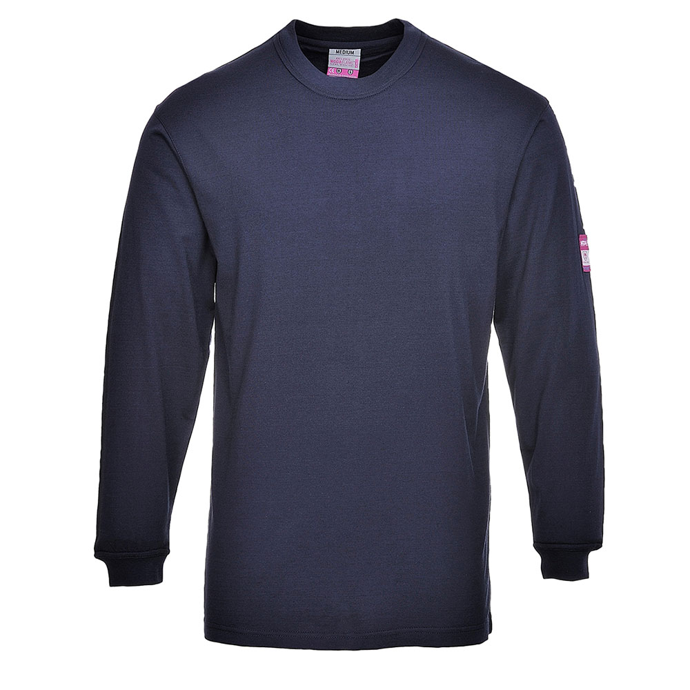FR Antistatisk langærmet t-shirt - Marine