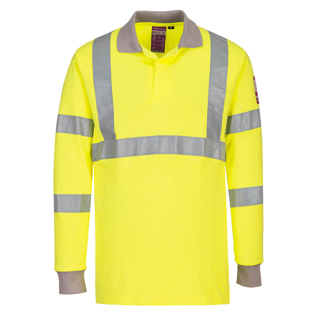 FR Antistatisk hi-vis langærmet poloshirt - Gul