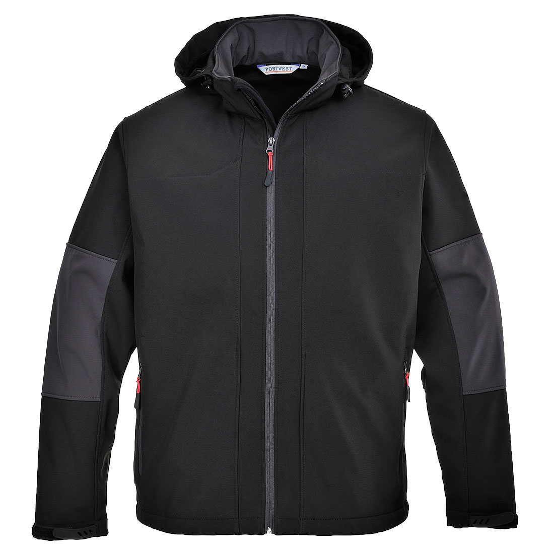 Softshell med hætte (3-lags) - Sort