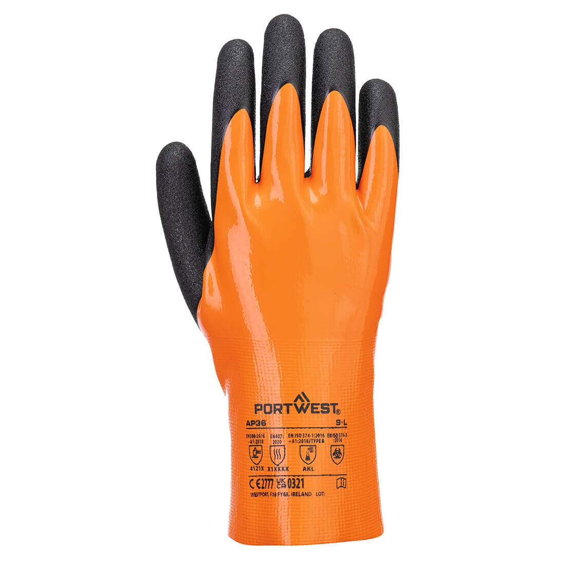 Grip 15 nitril handske - Orange/Sort