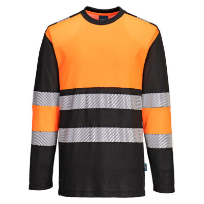 PW3 hi-vis kl. 1 T-shirt m- lange ærmer - Orange/Sort
