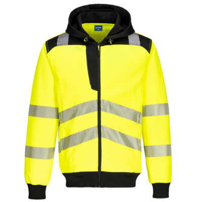 W3 hi-vis hættetrøje med lynlås - Gul/Sort