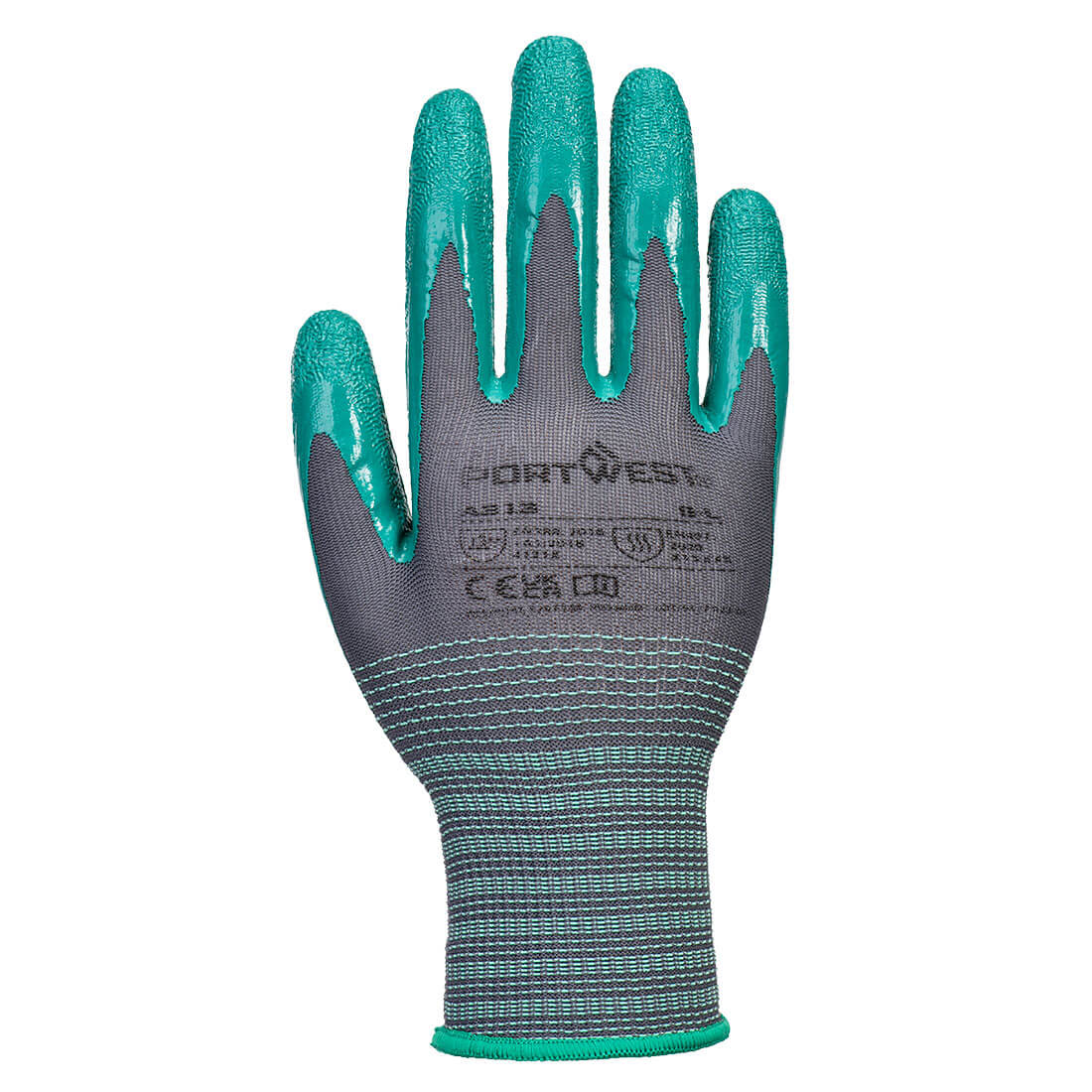 Grip 15 Nitril Handske med krøl (Pk12) - Grå/grøn - Billede 2