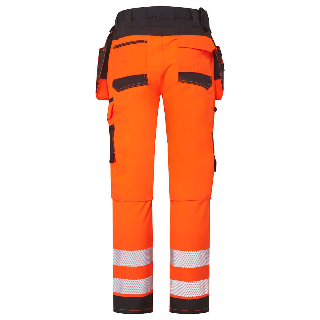 DX4 hi-vis arbejdsbukser med aftagelige hængelommer - Orange/Sort - Billede 2