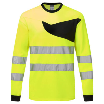 PW2 hi-vis langærmet t-shirt - Gul/Sort