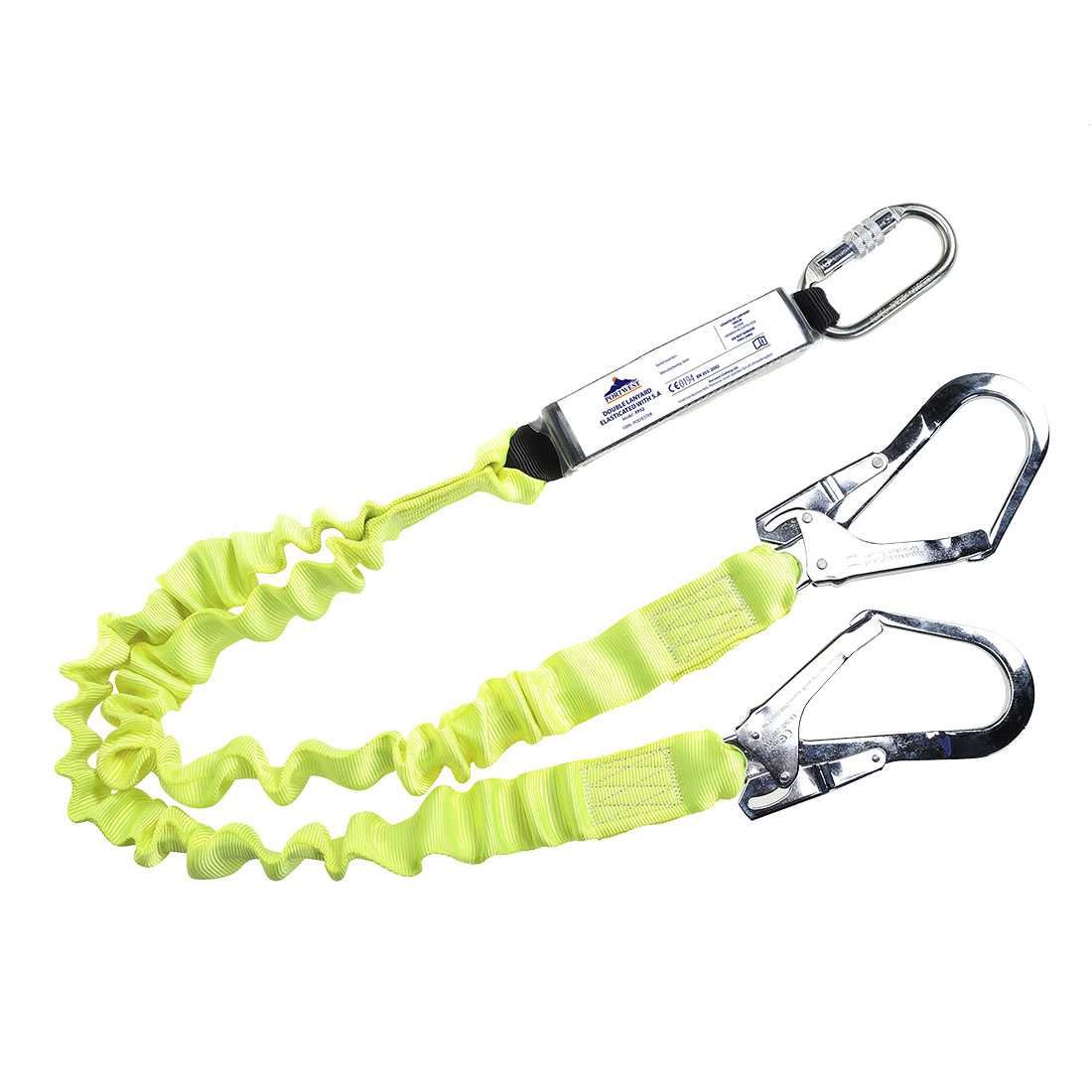 Dobbelt elastisk lanyard med falddæmper - Gul