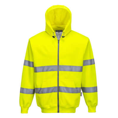 Hi-vis hætte sweatshirt med lynlås - Gul