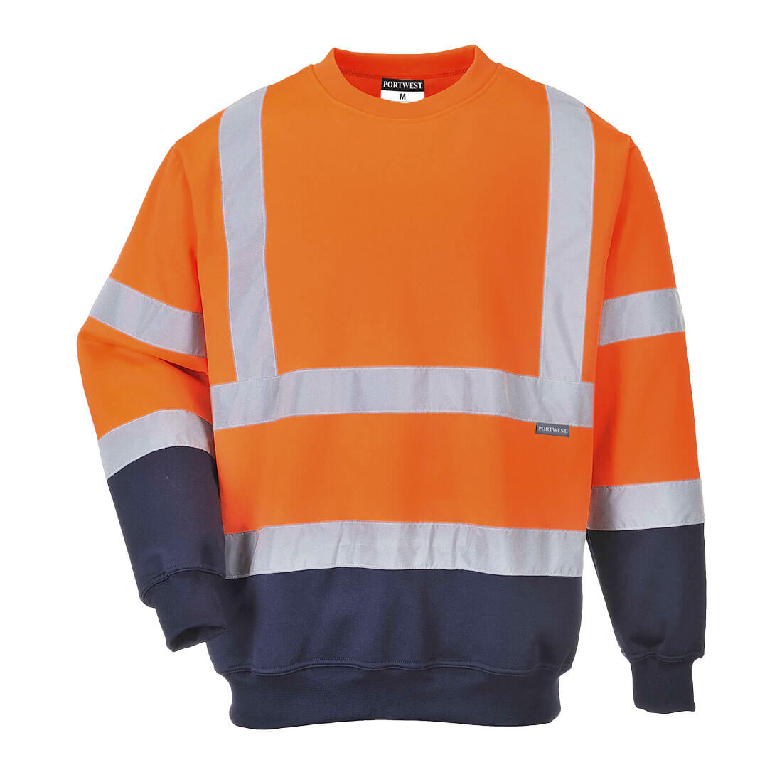 Hi-vis kontrast sweatshirt - Orange/Marine