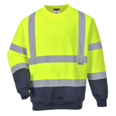 Hi-vis kontrast sweatshirt - Gul/Marine