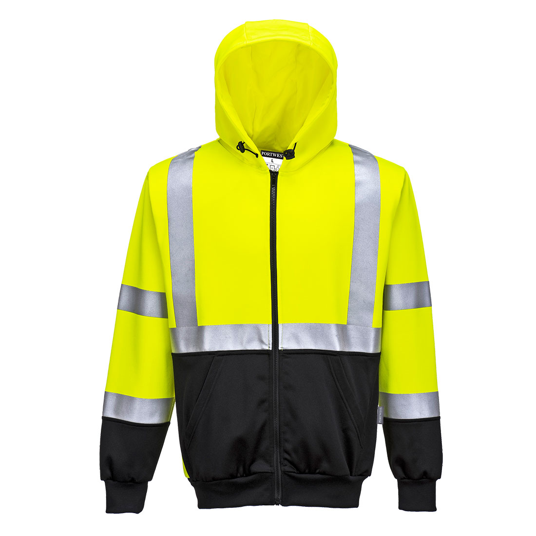 Hi-Vis Two-Tone Hoodie med lynlås - Gul/Sort