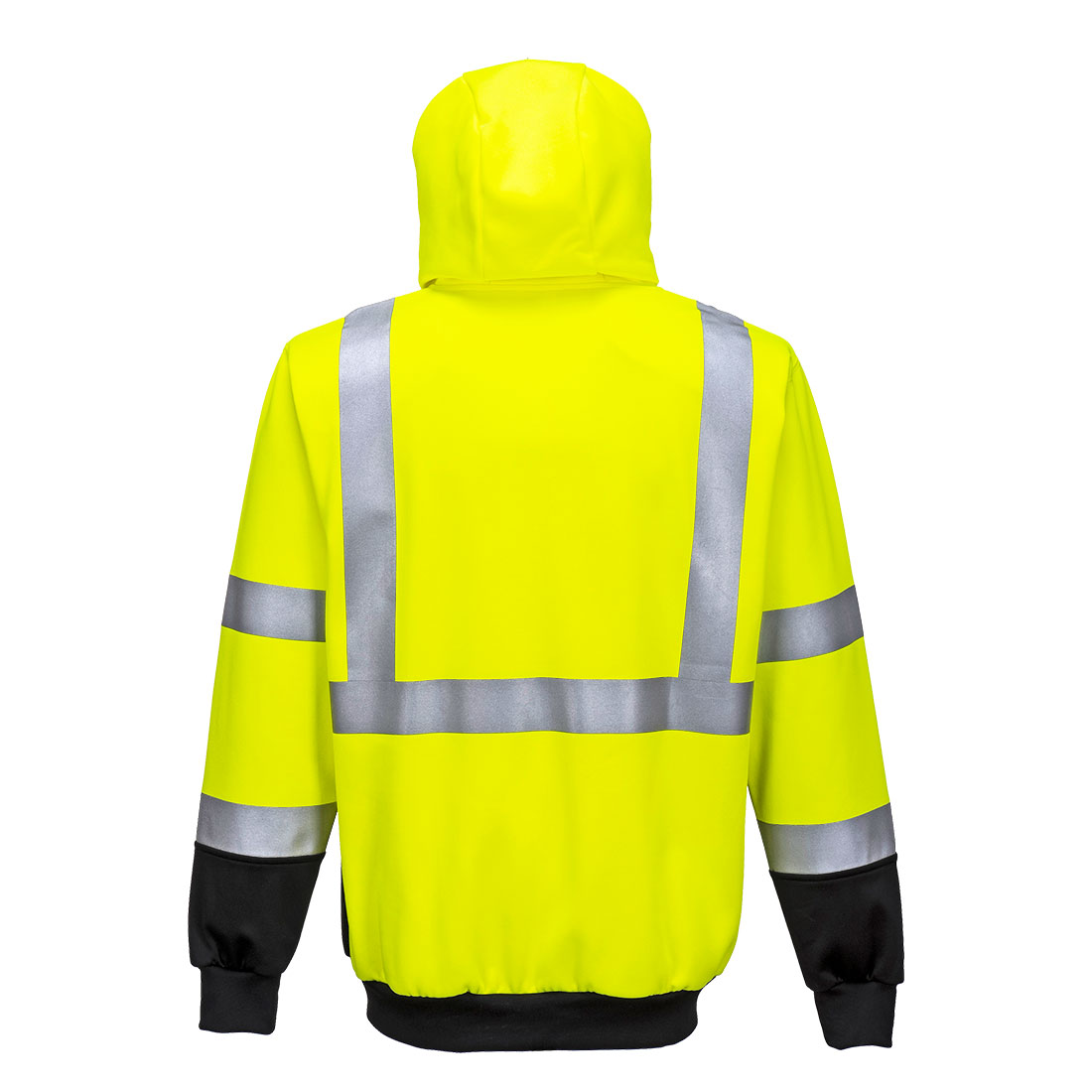 Hi-Vis Two-Tone Hoodie med lynlås - Gul/Sort - Billede 2