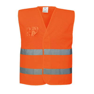 Hi-vis half mesh med to bånd - Orange