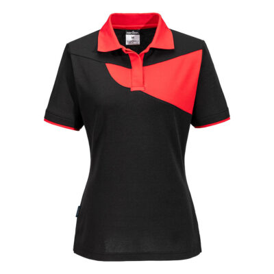 PW2 poloshirt til kvinder - Sort/Rød